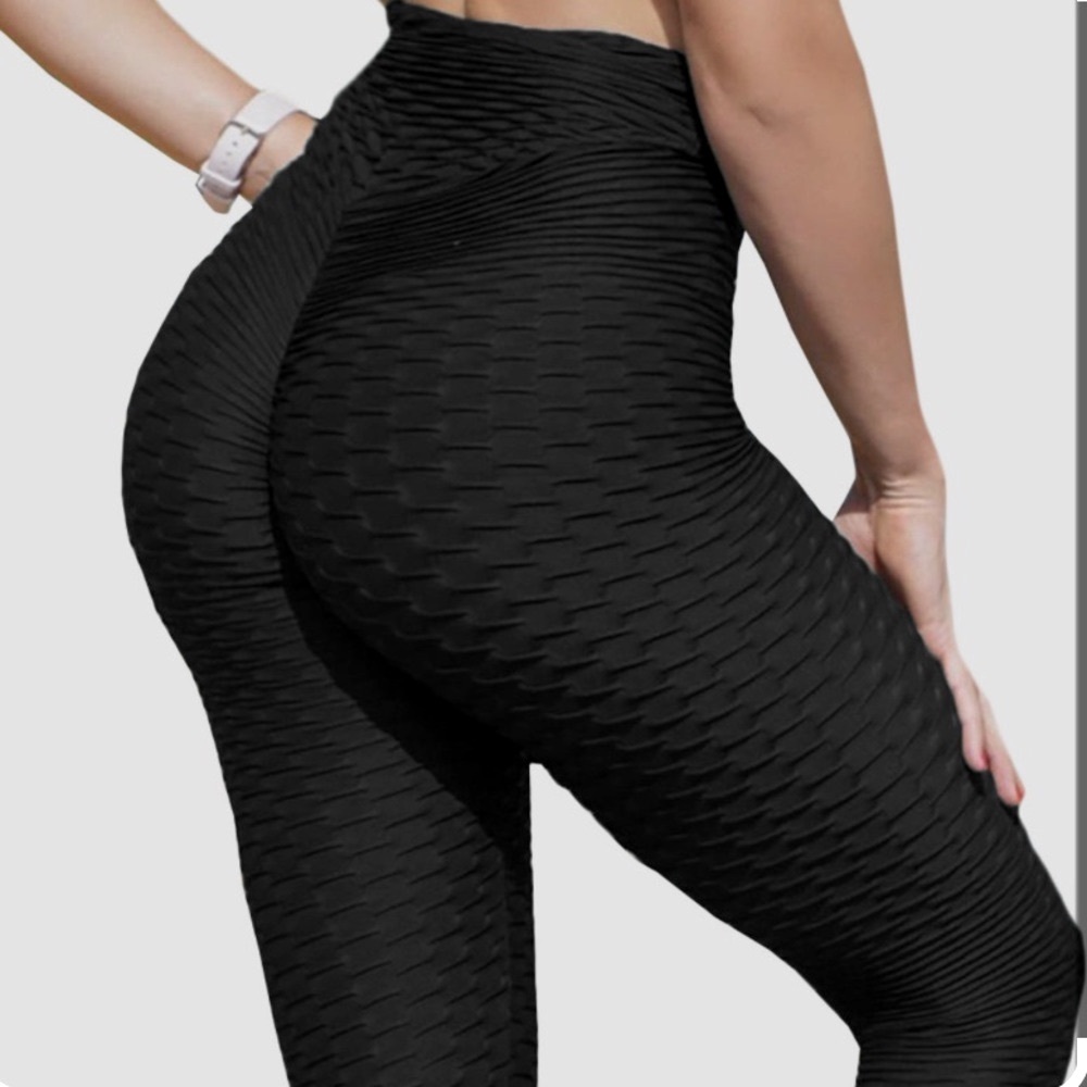 NWT anti cellulite leggings yoga pants waffle honeycomb high waist ruche butt